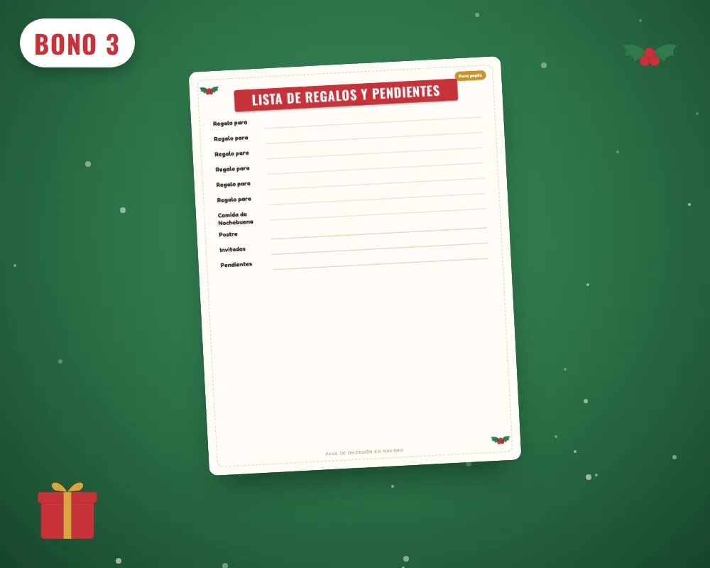 Lista de regalos y pendientes